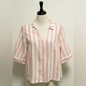 J.crew red and white stripe v neck half sleeve